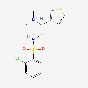 molecular formula C14H17ClN2O2S2 B2703707 2-chloro-N-(2-(dimethylamino)-2-(thiophen-3-yl)ethyl)benzenesulfonamide CAS No. 946248-74-4