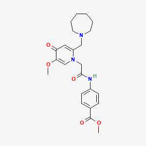 molecular formula C23H29N3O5 B2703723 甲酸4-({[2-(氮杂丙酰基)-5-甲氧基-4-氧代吡啶-1(4H)-基]乙酰}氨基)苯甲酸酯 CAS No. 1005307-78-7