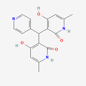 molecular formula C18H17N3O4 B2703730 3,3'-(pyridin-4-ylmethanediyl)bis(4-hydroxy-6-methylpyridin-2(1H)-one) CAS No. 501103-35-1