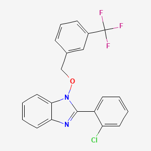 molecular formula C21H14ClF3N2O B2703733 2-(2-chlorophenyl)-1-{[3-(trifluoromethyl)benzyl]oxy}-1H-1,3-benzimidazole CAS No. 338791-20-1