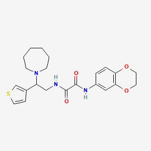 molecular formula C22H27N3O4S B2703743 N1-(2-(azepan-1-yl)-2-(thiophen-3-yl)ethyl)-N2-(2,3-dihydrobenzo[b][1,4]dioxin-6-yl)oxalamide CAS No. 946303-73-7