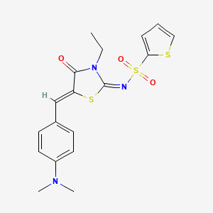 molecular formula C18H19N3O3S3 B2703751 (E)-N-((Z)-5-(4-(dimethylamino)benzylidene)-3-ethyl-4-oxothiazolidin-2-ylidene)thiophene-2-sulfonamide CAS No. 853746-53-9