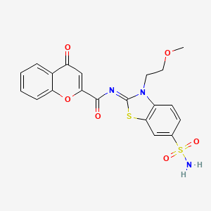 molecular formula C20H17N3O6S2 B2703759 (Z)-N-(3-(2-methoxyethyl)-6-sulfamoylbenzo[d]thiazol-2(3H)-ylidene)-4-oxo-4H-chromene-2-carboxamide CAS No. 865160-10-7