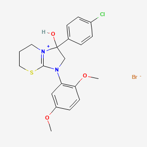 3-(4-chlorophenyl)-1-(2,5-dimethoxyphenyl)-3-hydroxy-3,5,6,7-tetrahydro-2H-imidazo[2,1-b][1,3]thiazin-1-ium bromide