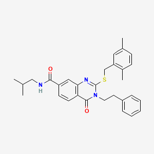 2-((2,5-dimethylbenzyl)thio)-N-isobutyl-4-oxo-3-phenethyl-3,4-dihydroquinazoline-7-carboxamide