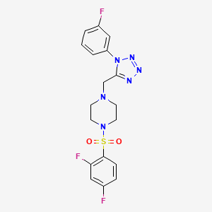 molecular formula C18H17F3N6O2S B2703779 1-((2,4-二氟苯基)磺酰)-4-((1-(3-氟苯基)-1H-四唑-5-基)甲基)哌嗪 CAS No. 1049386-48-2