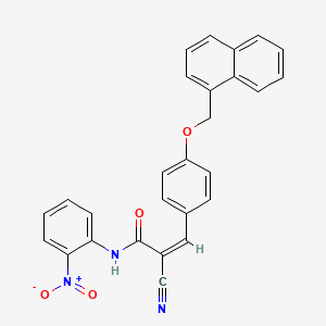 molecular formula C27H19N3O4 B2703784 (Z)-2-Cyano-3-[4-(naphthalen-1-ylmethoxy)phenyl]-N-(2-nitrophenyl)prop-2-enamide CAS No. 444654-01-7