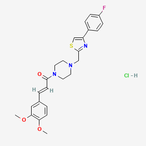 (E)-3-(3,4-dimethoxyphenyl)-1-(4-((4-(4-fluorophenyl)thiazol-2-yl)methyl)piperazin-1-yl)prop-2-en-1-one hydrochloride