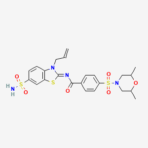 molecular formula C23H26N4O6S3 B2703796 (Z)-N-(3-allyl-6-sulfamoylbenzo[d]thiazol-2(3H)-ylidene)-4-((2,6-dimethylmorpholino)sulfonyl)benzamide CAS No. 865176-23-4