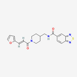 molecular formula C20H20N4O3S B2703814 (E)-N-((1-(3-(呋喃-2-基)丙烯酰基)哌啶-4-基甲基)苯并[c][1,2,5]噻二唑-5-羧酰胺 CAS No. 1235676-21-7