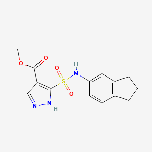 molecular formula C14H15N3O4S B2703823 methyl 5-(N-(2,3-dihydro-1H-inden-5-yl)sulfamoyl)-1H-pyrazole-4-carboxylate CAS No. 1319203-75-2