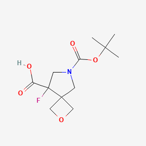 molecular formula C12H18FNO5 B2703831 6-(tert-Butoxycarbonyl)-8-fluoro-2-oxa-6-azaspiro[3.4]octane-8-carboxylic acid CAS No. 1312411-21-4