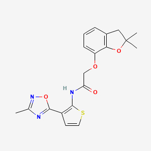 molecular formula C19H19N3O4S B2703832 2-((2,2-dimethyl-2,3-dihydrobenzofuran-7-yl)oxy)-N-(3-(3-methyl-1,2,4-oxadiazol-5-yl)thiophen-2-yl)acetamide CAS No. 2034615-25-1