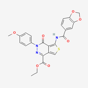 molecular formula C24H19N3O7S B2703858 乙酸5-(1,3-苯并二氧杂环戊酰胺基)-3-(4-甲氧基苯基)-4-氧代噻吩[3,4-d]吡啶嗪-1-羧酯 CAS No. 851951-89-8