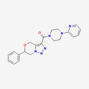 molecular formula C21H22N6O2 B2703891 6-phenyl-3-[(4-pyridin-2-ylpiperazin-1-yl)carbonyl]-6,7-dihydro-4H-[1,2,3]triazolo[5,1-c][1,4]oxazine CAS No. 2108718-07-4