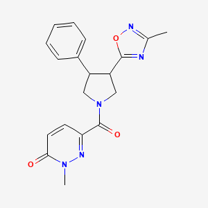 2-methyl-6-(3-(3-methyl-1,2,4-oxadiazol-5-yl)-4-phenylpyrrolidine-1-carbonyl)pyridazin-3(2H)-one