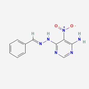 molecular formula C11H10N6O2 B2703917 (E)-6-(2-benzylidenehydrazinyl)-5-nitropyrimidin-4-amine CAS No. 325741-46-6