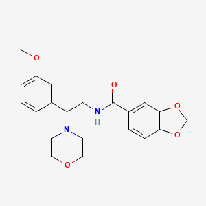 molecular formula C21H24N2O5 B2703923 N-(2-(3-甲氧基苯基)-2-吗啉基乙基)苯并[d][1,3]二噁烷-5-甲酰胺 CAS No. 941940-56-3