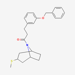molecular formula C24H29NO2S B2703933 3-(3-(苄氧基)苯基)-1-((1R,5S)-3-(甲硫基)-8-氮杂双环[3.2.1]辛-8-基)丙酮 CAS No. 1795358-18-7