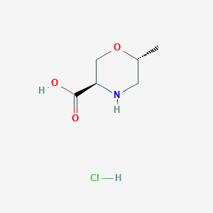 molecular formula C6H12ClNO3 B2703936 rac-(3R,6R)-6-Methylmorpholine-3-carboxylic acid HCl CAS No. 2059909-93-0