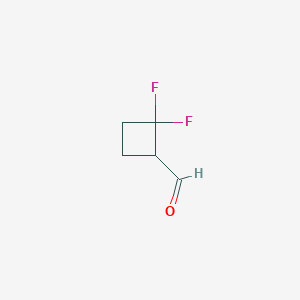 molecular formula C5H6F2O B2703950 2,2-二氟环丁烷-1-甲醛 CAS No. 2408970-36-3