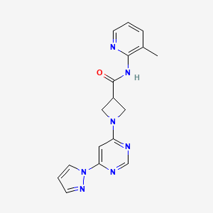 molecular formula C17H17N7O B2703954 1-(6-(1H-pyrazol-1-yl)pyrimidin-4-yl)-N-(3-methylpyridin-2-yl)azetidine-3-carboxamide CAS No. 2034280-74-3