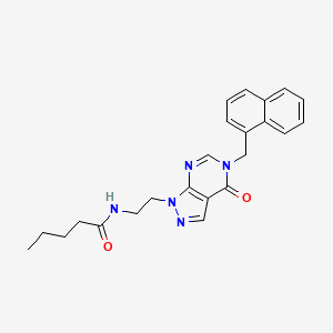 molecular formula C23H25N5O2 B2703964 N-(2-(5-(naphthalen-1-ylmethyl)-4-oxo-4,5-dihydro-1H-pyrazolo[3,4-d]pyrimidin-1-yl)ethyl)pentanamide CAS No. 922043-35-4