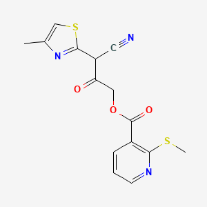 molecular formula C15H13N3O3S2 B2703969 [3-Cyano-3-(4-methyl-1,3-thiazol-2-yl)-2-oxopropyl] 2-methylsulfanylpyridine-3-carboxylate CAS No. 871668-96-1