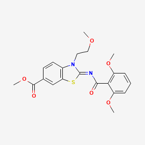 molecular formula C21H22N2O6S B2703970 (Z)-甲酸甲酯2-((2,6-二甲氧基苯甲酰亚胺)-3-(2-甲氧基乙基)-2,3-二氢苯并[d]噻唑-6-甲酸酯 CAS No. 864975-44-0