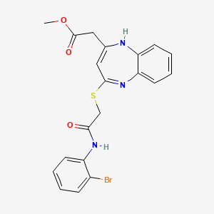 molecular formula C20H18BrN3O3S B2704017 甲基 [4-({2-[(2-溴苯基)氨基]-2-氧代乙基}硫)-1H-1,5-苯并二氮杂环丙啶-2-基]乙酸酯 CAS No. 1251557-50-2