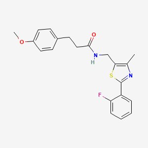 molecular formula C21H21FN2O2S B2704020 N-((2-(2-fluorophenyl)-4-methylthiazol-5-yl)methyl)-3-(4-methoxyphenyl)propanamide CAS No. 1421485-33-7