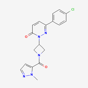 molecular formula C18H16ClN5O2 B2704022 6-(4-Chlorophenyl)-2-[1-(2-methylpyrazole-3-carbonyl)azetidin-3-yl]pyridazin-3-one CAS No. 2380145-37-7