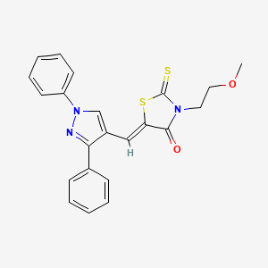 molecular formula C22H19N3O2S2 B2704031 (Z)-5-((1,3-diphenyl-1H-pyrazol-4-yl)methylene)-3-(2-methoxyethyl)-2-thioxothiazolidin-4-one CAS No. 624724-45-4