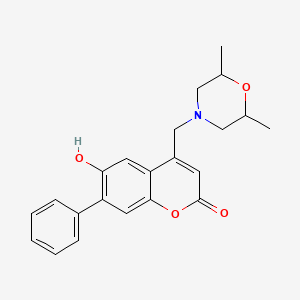 molecular formula C22H23NO4 B2704034 4-((2,6-dimethylmorpholino)methyl)-6-hydroxy-7-phenyl-2H-chromen-2-one CAS No. 859116-22-6