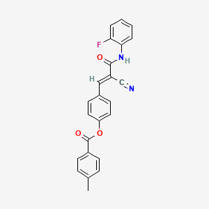 (E)-4-(2-cyano-3-((2-fluorophenyl)amino)-3-oxoprop-1-en-1-yl)phenyl 4-methylbenzoate