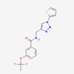 molecular formula C15H11F3N4O2S B2704075 N-((1-(thiophen-2-yl)-1H-1,2,3-triazol-4-yl)methyl)-3-(trifluoromethoxy)benzamide CAS No. 2034305-54-7
