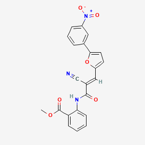 molecular formula C22H15N3O6 B2704079 (E)-methyl 2-(2-cyano-3-(5-(3-nitrophenyl)furan-2-yl)acrylamido)benzoate CAS No. 326018-34-2