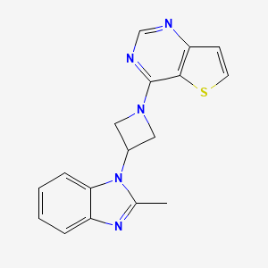 molecular formula C17H15N5S B2704080 4-[3-(2-Methylbenzimidazol-1-yl)azetidin-1-yl]thieno[3,2-d]pyrimidine CAS No. 2380186-27-4