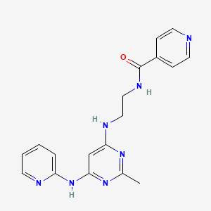 molecular formula C18H19N7O B2704088 N-(2-((2-甲基-6-(吡啶-2-基氨基)嘧啶-4-基)氨基)乙基)异烟酰胺 CAS No. 1396625-53-8