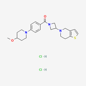 molecular formula C23H31Cl2N3O2S B2704091 (3-(6,7-二氢噻吩并[3,2-c]吡啶-5(4H)-基)氮杂环丁烷-1-基)(4-(4-甲氧基哌啶-1-基)苯基)甲酮二盐酸盐 CAS No. 2034294-07-8