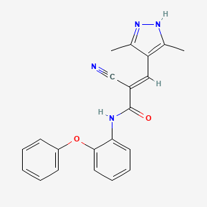 molecular formula C21H18N4O2 B2704110 (E)-2-cyano-3-(3,5-dimethyl-1H-pyrazol-4-yl)-N-(2-phenoxyphenyl)prop-2-enamide CAS No. 1239970-24-1