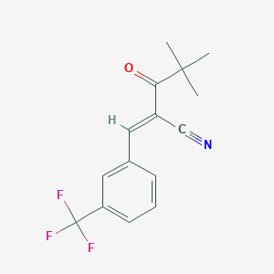molecular formula C15H14F3NO B2704115 2-(2,2-Dimethylpropanoyl)-3-(3-(trifluoromethyl)phenyl)prop-2-enenitrile CAS No. 391649-97-1
