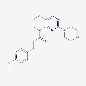 molecular formula C21H26N4O2S B2704118 3-(4-(甲硫基)苯基)-1-(2-吗啉-6,7-二氢嘧啶-8(5H)-基)丙酮 CAS No. 2176201-82-2