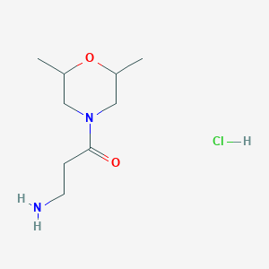 molecular formula C9H19ClN2O2 B2704120 3-Amino-1-(2,6-dimethylmorpholin-4-yl)propan-1-one hydrochloride CAS No. 1181458-91-2
