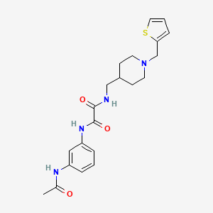 molecular formula C21H26N4O3S B2704123 N1-(3-acetamidophenyl)-N2-((1-(thiophen-2-ylmethyl)piperidin-4-yl)methyl)oxalamide CAS No. 952981-94-1