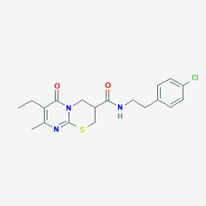 molecular formula C19H22ClN3O2S B2704125 N-(4-chlorophenethyl)-7-ethyl-8-methyl-6-oxo-2,3,4,6-tetrahydropyrimido[2,1-b][1,3]thiazine-3-carboxamide CAS No. 1396768-91-4