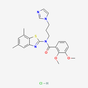 molecular formula C24H27ClN4O3S B2704134 N-(3-(1H-imidazol-1-yl)propyl)-N-(5,7-dimethylbenzo[d]thiazol-2-yl)-2,3-dimethoxybenzamide hydrochloride CAS No. 1216568-61-4