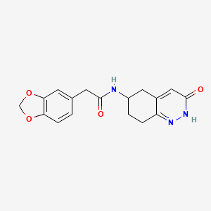 molecular formula C17H17N3O4 B2704149 2-(benzo[d][1,3]dioxol-5-yl)-N-(3-oxo-2,3,5,6,7,8-hexahydrocinnolin-6-yl)acetamide CAS No. 2034508-97-7