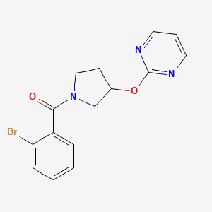 molecular formula C15H14BrN3O2 B2704170 (2-Bromophenyl)(3-(pyrimidin-2-yloxy)pyrrolidin-1-yl)methanone CAS No. 2034394-27-7