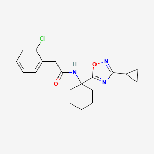 molecular formula C19H22ClN3O2 B2704188 2-(2-chlorophenyl)-N-[1-(3-cyclopropyl-1,2,4-oxadiazol-5-yl)cyclohexyl]acetamide CAS No. 1396864-97-3